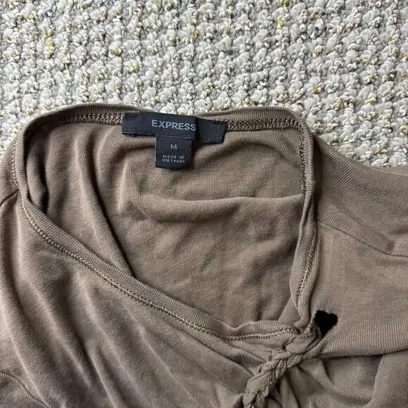 Stunning 90s express vintage y2k going out distressed grunge brown baby tee - Picture 6 of 6